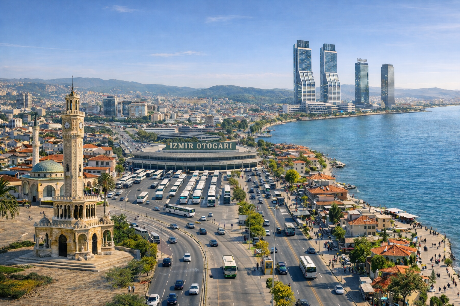 Konak ve Alsancak şehir silüeti